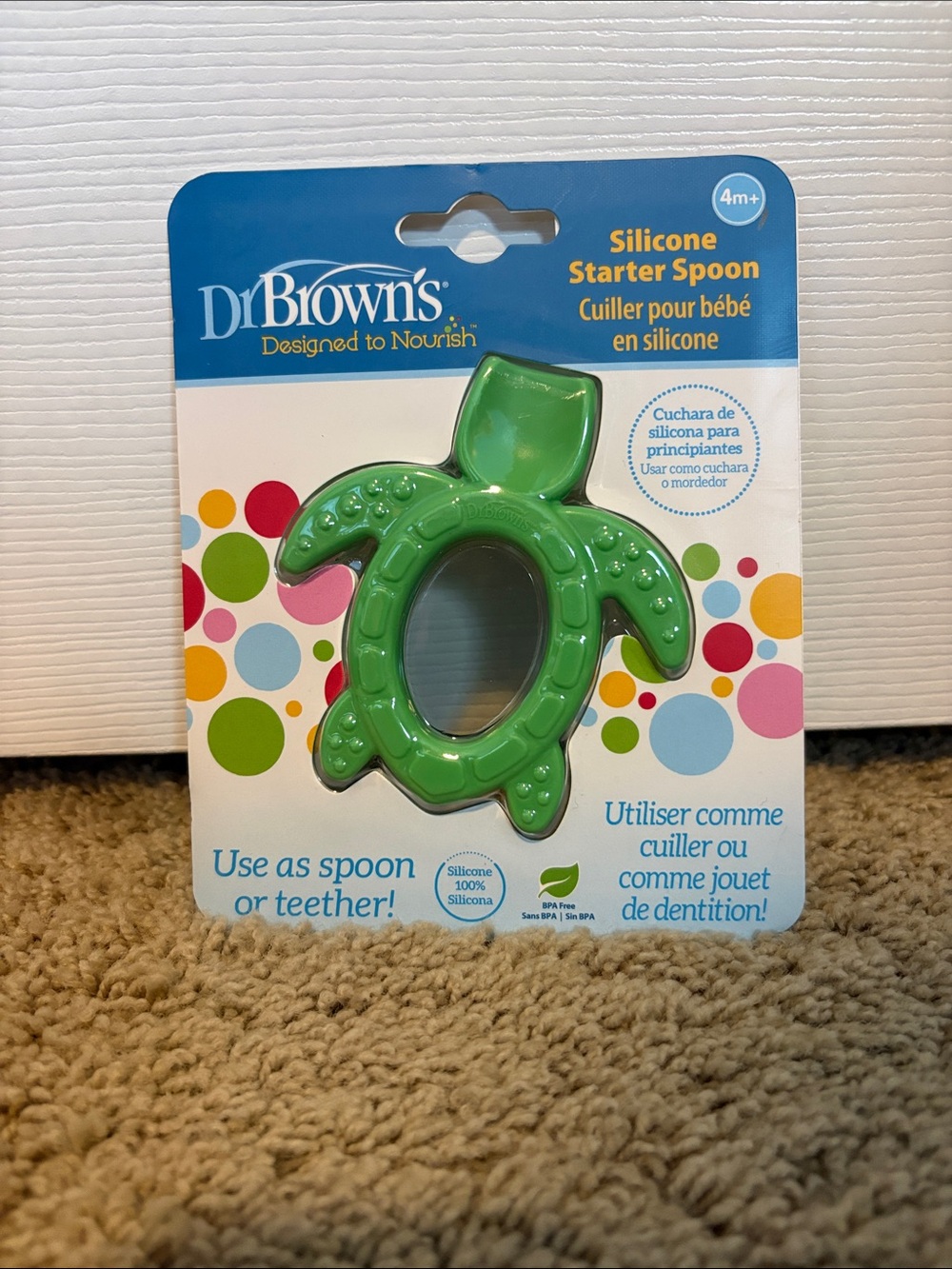 Dr. Brown's Green Silicone Turtle Starter Spoon & Teether